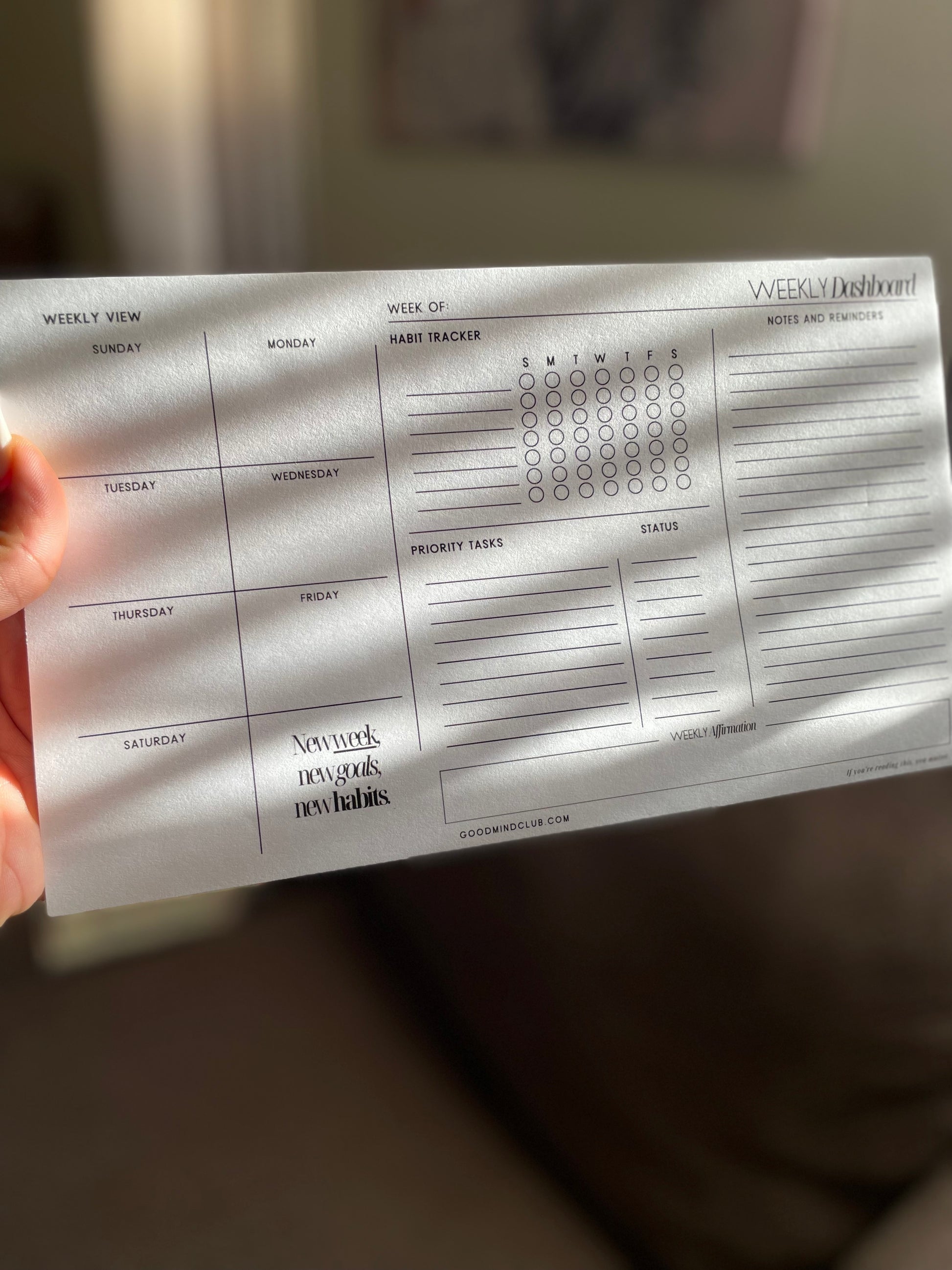 The Weekly Dashboard: Your Ultimate Weekly Planning Notepad
