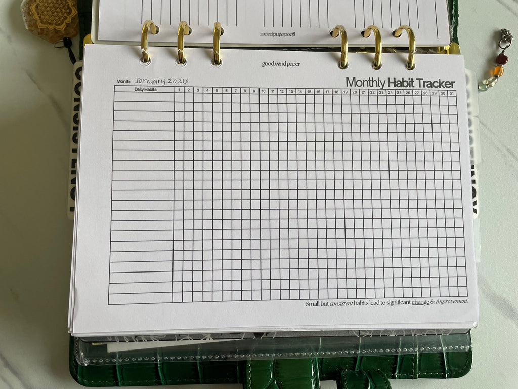 Monthly Habit Tracker – A5 Planner Insert (Digital or Printed)