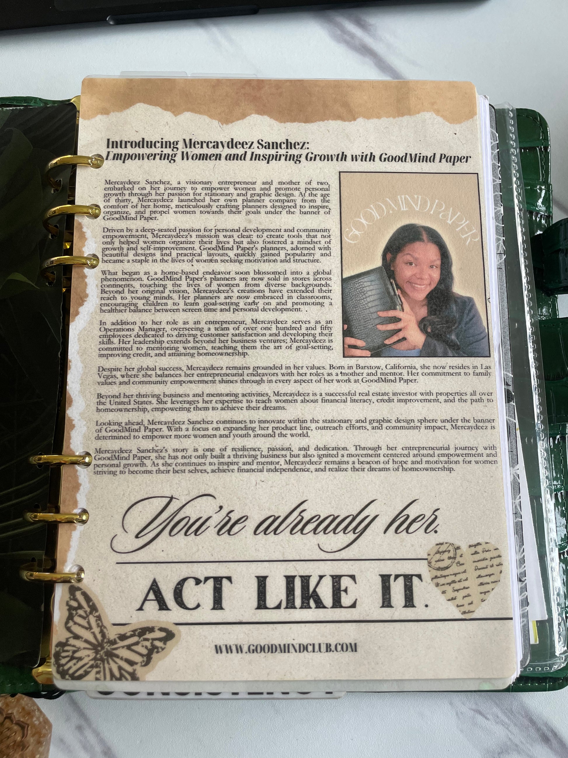 Custom Manifestation Dashboard – A5 Planner Insert